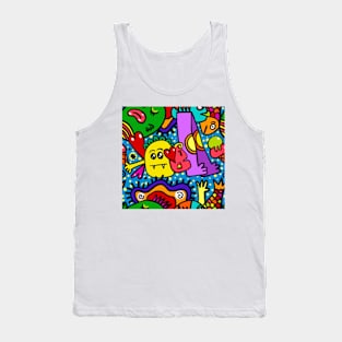 Colorful Doodle Monsters Halloween Tank Top